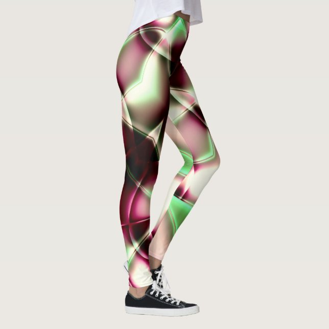Showy pink to green in snail-like lines, to sepia  leggings (Right)