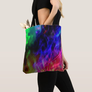 Showy red and dark blue submerged in gentle waves tote bag