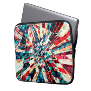 Showy red blue on twisted tiles and sandy effect laptop sleeve