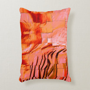 Showy salmon colour in mosaic texture soft carved decorative cushion