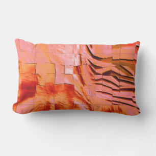Showy salmon colour in mosaic texture soft carved  lumbar cushion