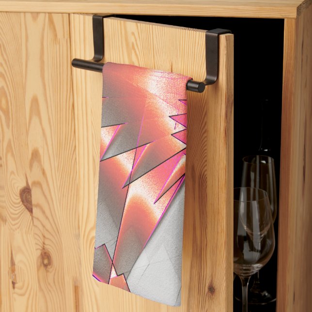 Showy salmon or peach, extremely rough digitalised tea towel (Thirds Fold)