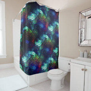 Showy scales on a dark blue to coloured background shower curtain