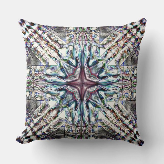 Showy texture kaleidoscope in sandy silvery colour cushion (Front)