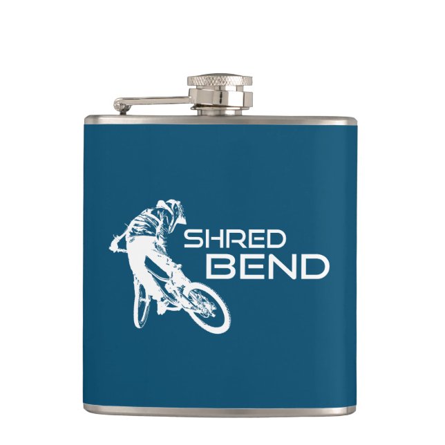Shred Bend Oregon Mountain Biking Hip Flask (Front)