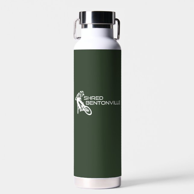 Shred Bentonville Arkansas Mountain Biking Water Bottle (Front)