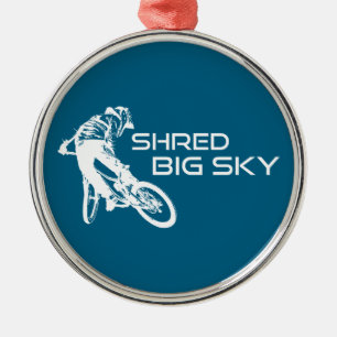 Shred Big Sky Montana Mountain Biking Metal Ornament