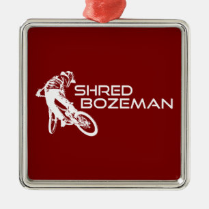 Shred Bozeman Montana Mountain Biking Metal Ornament