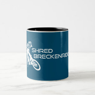 Shred Breckenridge Colorado Mountain Biking Two-Tone Coffee Mug