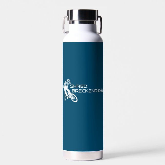 Shred Breckenridge Colorado Mountain Biking Water Bottle (Front)