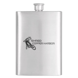 Shred Copper Harbour Michigan Mountain Biking Hip Flask