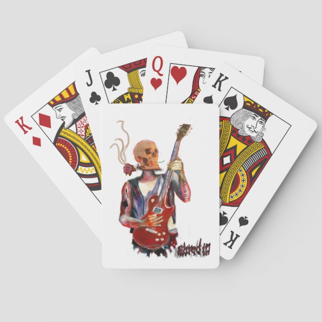 shred it skull guitar art playing cards (Back)
