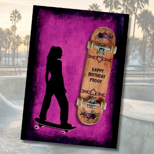 Shred Like a Girl Skateboarding Birthday Card