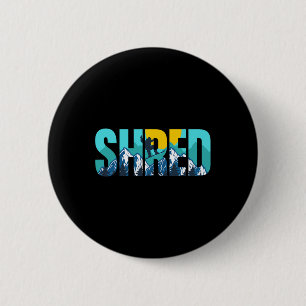 Shred Mountain Snowboarding Slopes Sunset Graphic 6 Cm Round Badge