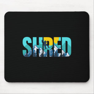Shred Mountain Snowboarding Slopes Sunset Graphic  Mouse Pad