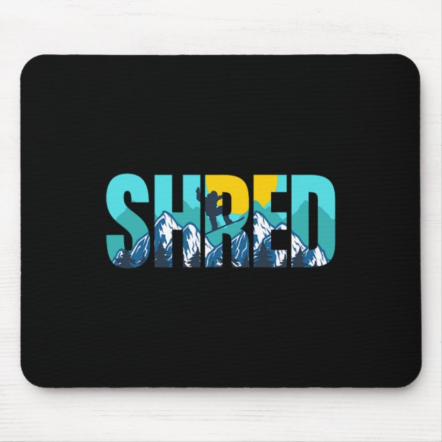 Shred Mountain Snowboarding Slopes Sunset Graphic  Mouse Pad (Front)