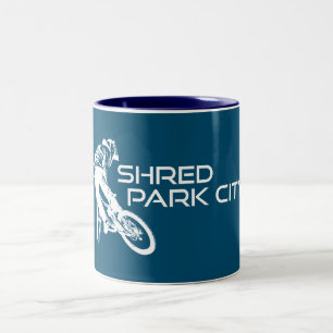 Shred Park City Utah Mountain Biking Two-Tone Coffee Mug