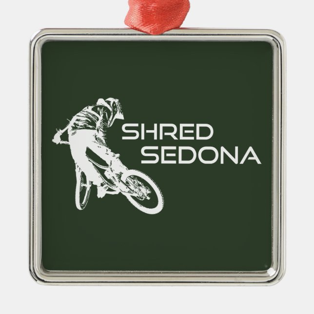 Shred Sedona Arizona Mountain Biking Metal Ornament (Front)