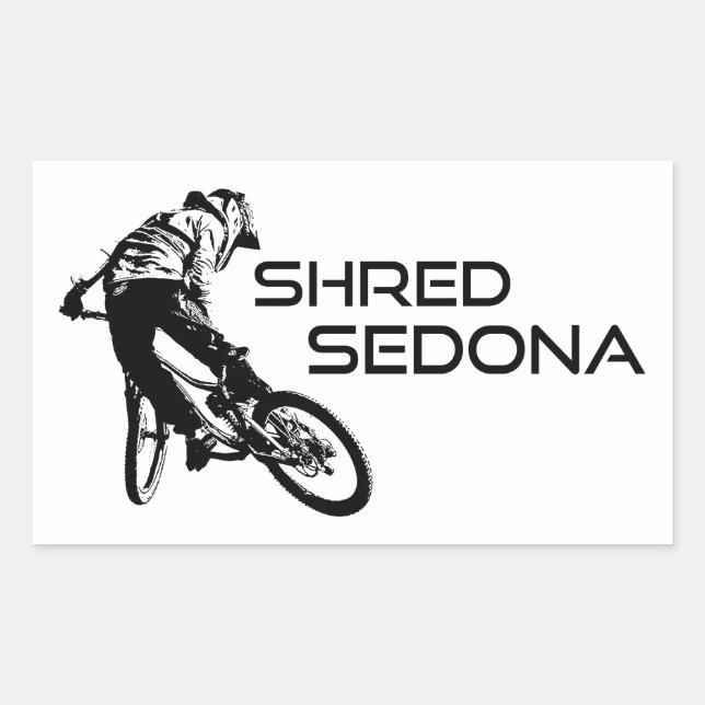 Shred Sedona Arizona Mountain Biking Rectangular Sticker (Front)