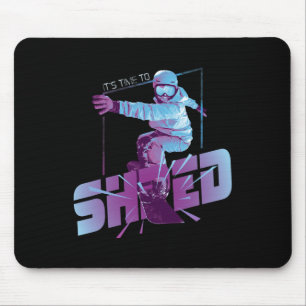 Shred Shirt Vintage Snowboard 80s Costume Snowboar Mouse Pad