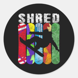 Shred Snowboard Snowboarding Rider Gift Tee Shirt Classic Round Sticker
