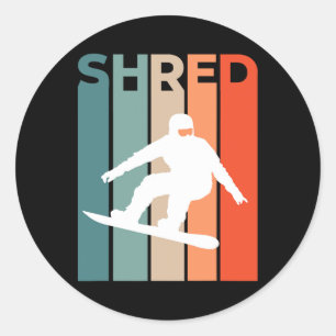 Shred Snowboarder Snowboarding Snowboard Retro Vin Classic Round Sticker