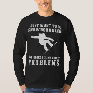 Shred Stress, Seek Joy: Snowboarding Away Adult Wo T-Shirt
