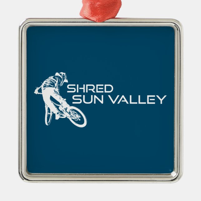 Shred Sun Valley Idaho Mountain Biking Metal Ornament (Front)
