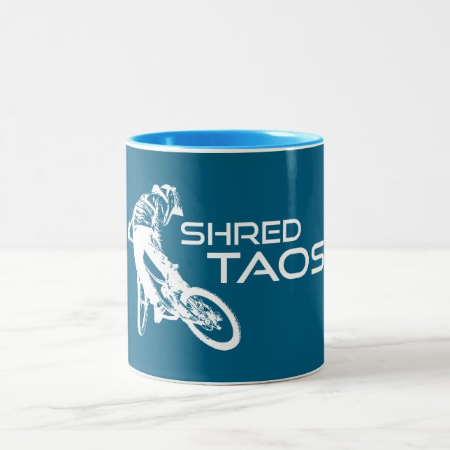 Shred Taos New Mexico Mountain Biking Two-Tone Coffee Mug (Center)