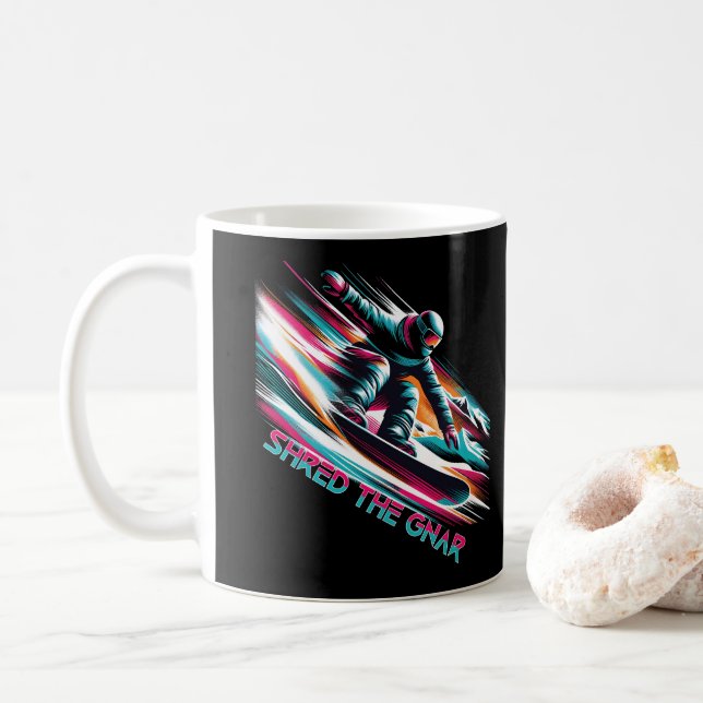 Shred the Gnar Snowboarding Coffee Mug (With Donut)