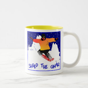 Shred the gnar Two-Tone coffee mug
