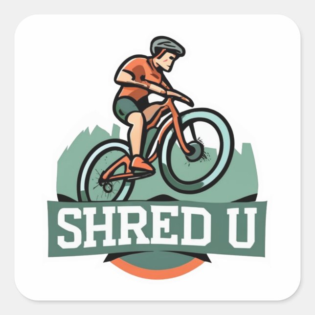 Shred University Mountain Biking Square Sticker (Front)