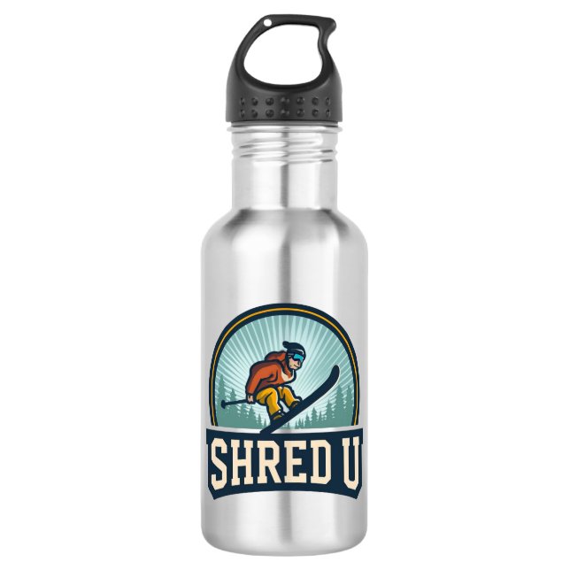 Shred University Skiing 532 Ml Water Bottle (Front)