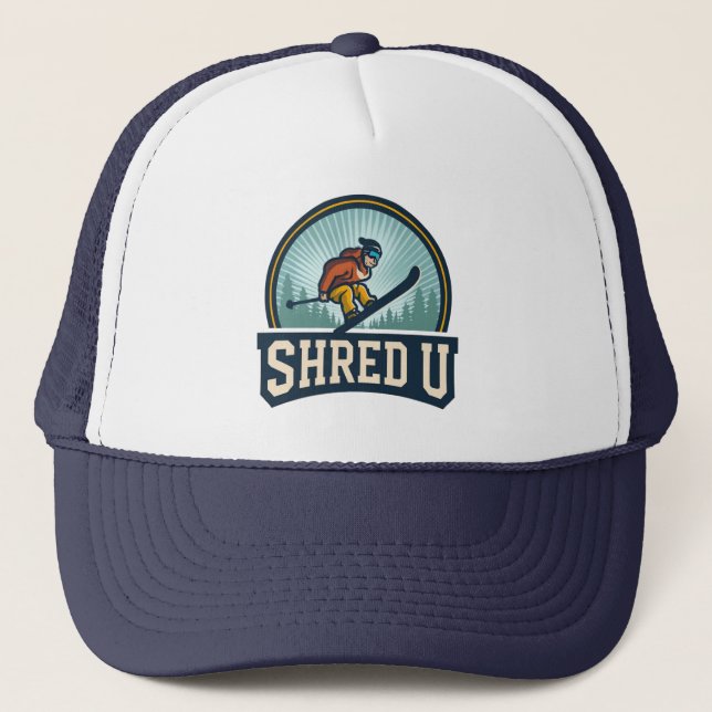 Shred University Skiing Trucker Hat (Front)
