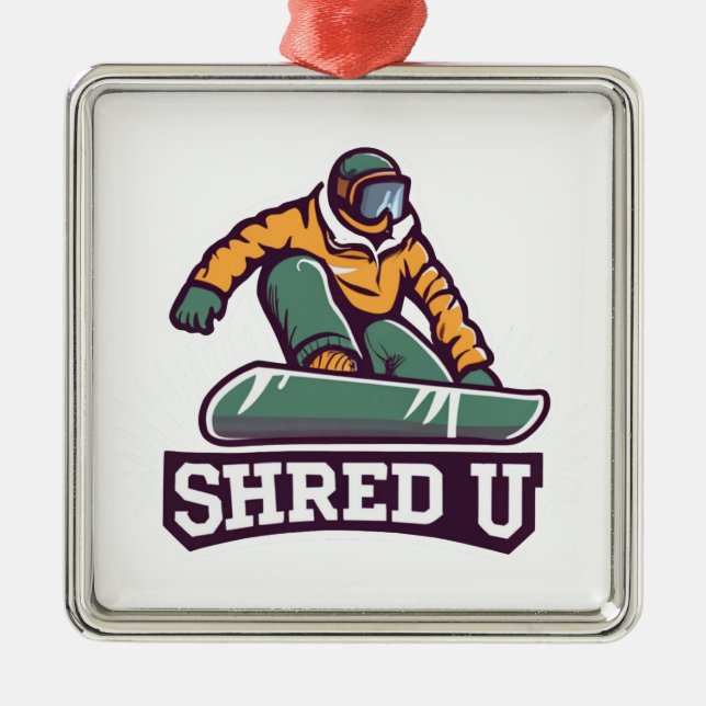 Shred University Snowboarding Metal Ornament (Front)