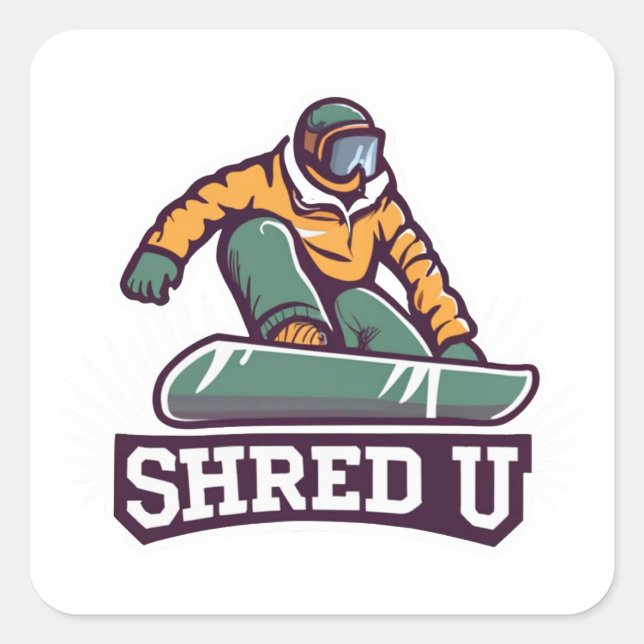 Shred University Snowboarding Square Sticker (Front)