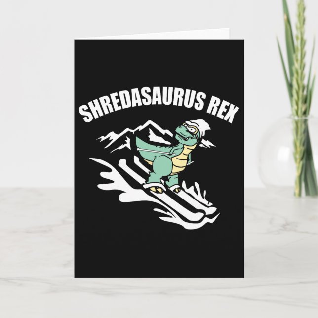 Shredasaurus Rex Ski Dinosaur Kids Funny Skiing Gi Card (Front)