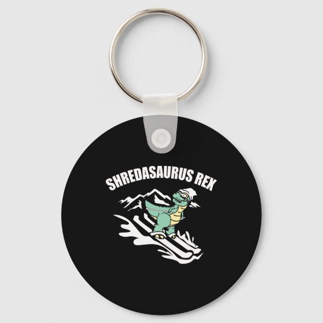 Shredasaurus Rex Ski Dinosaur Kids Funny Skiing Gi Key Ring (Front)