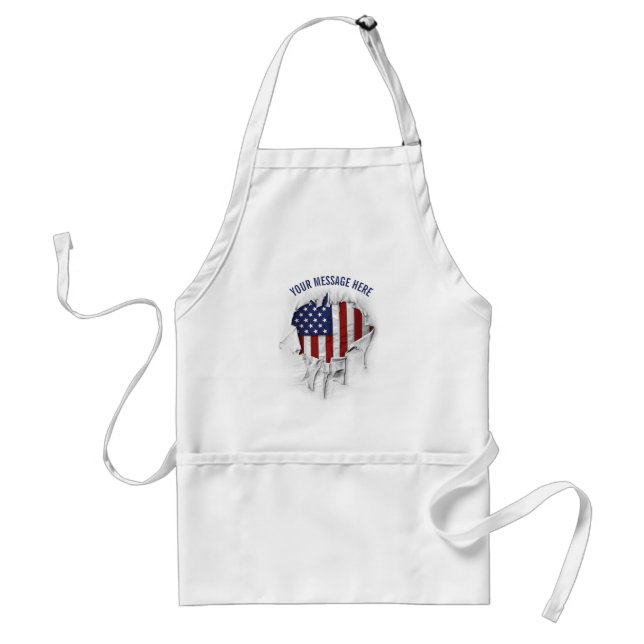 Shredded, Ripped and Torn American Flag Adult Apro Standard Apron (Front)