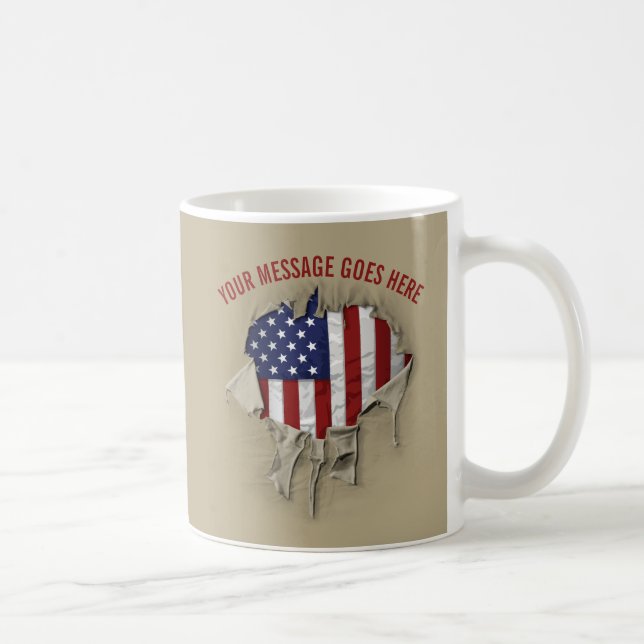 Shredded, Ripped and Torn American Flag Coffee Mug (Right)