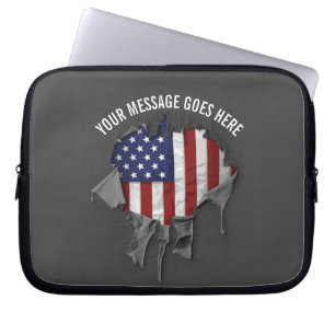 Shredded, Ripped and Torn American Flag Laptop Sle Sleeve