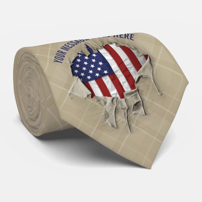 Shredded, Ripped and Torn American Flag Neck Tie (Rolled)