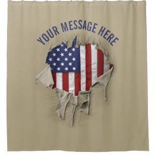 Shredded, Ripped and Torn American Flag Shower Cur Curtain