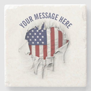 Shredded, Ripped and Torn American Flag Stone Coas Coaster
