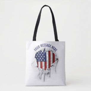 Shredded, Ripped and Torn American Flag Tote Bag