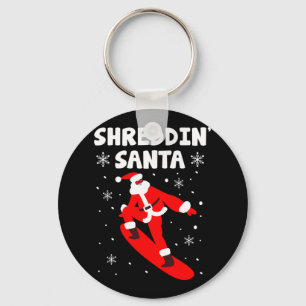 Shreddin' Santa Funny Santa Claus Snowboarding Xma Key Ring