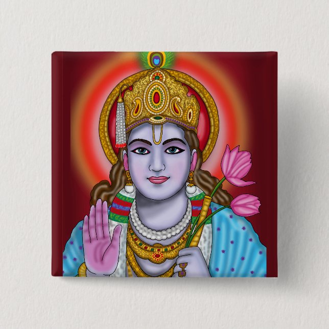 Shree Krishna Tote Bag 15 Cm Square Badge (Front)