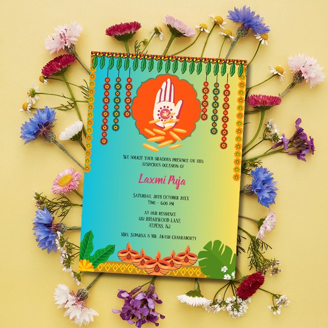 Shree Laxmi Puja Floral Invitation (Creator Uploaded)