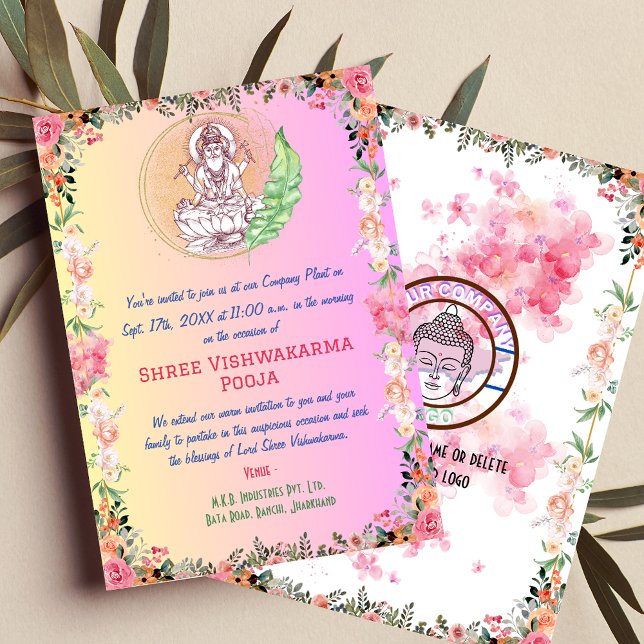 Shree Vishwakarma Pooja Floral Invitation (Creator Uploaded)