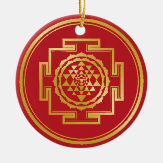Shree Yantra Auspicious Sacred Geometrical Symbol Ceramic Ornament
